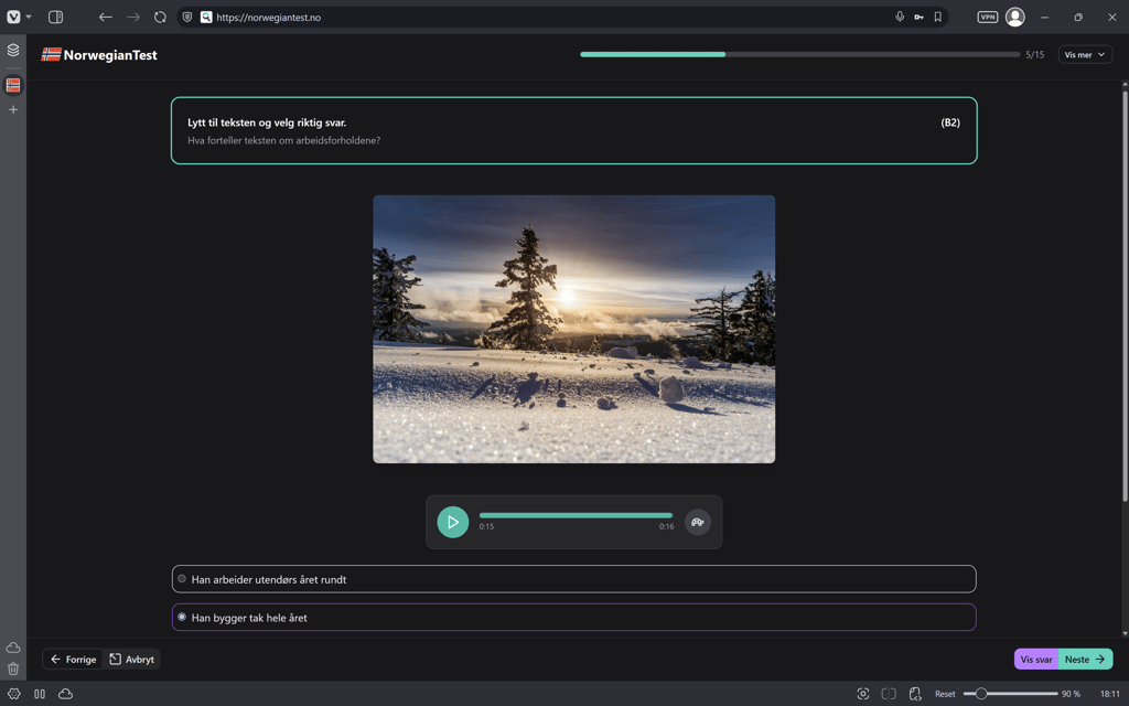 NorwegianTest.no detailed results page