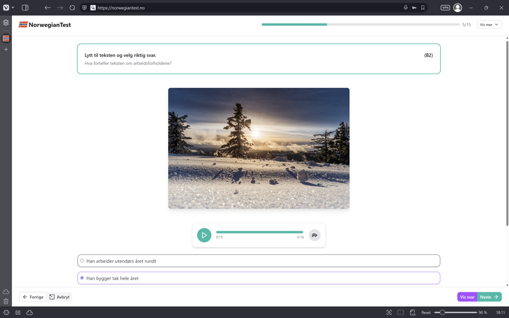 NorwegianTest.no detailed results page